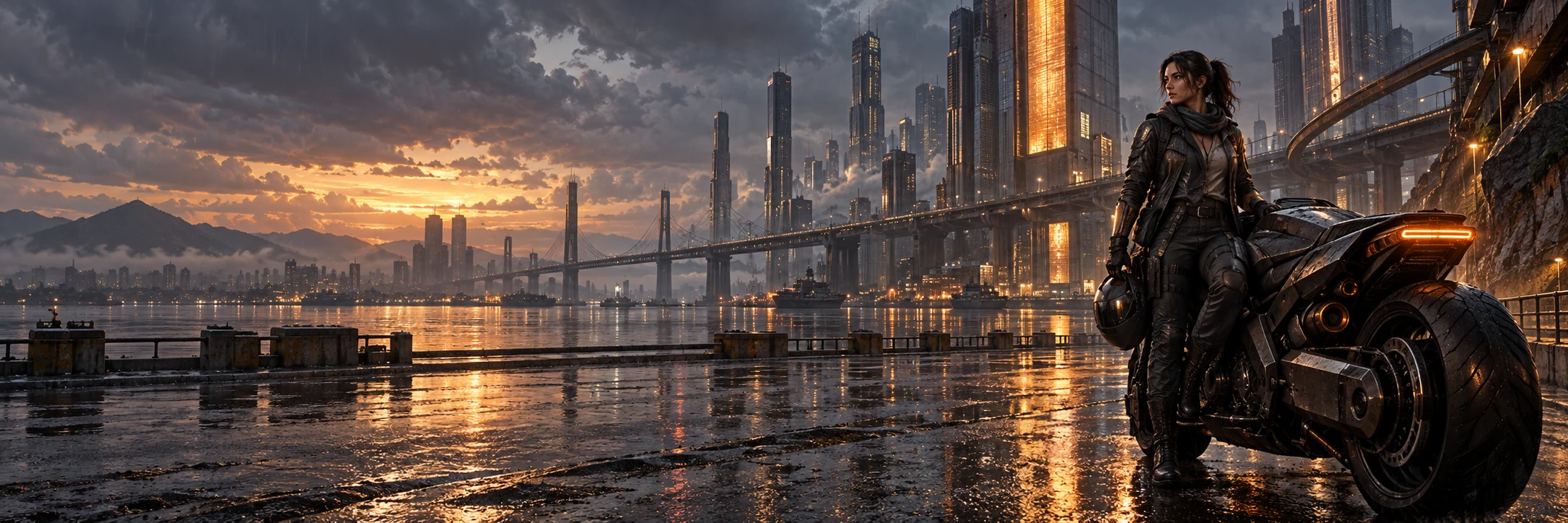 Original panoramic Cyberpunk 2077 concept illustration